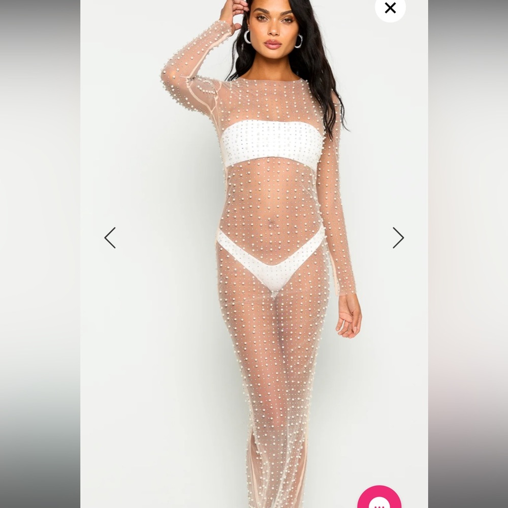 Beach Bunny Champagne Nights Pearl Mesh Dress